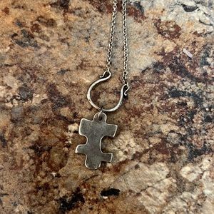 James Avery Puzzle Piece Charm on Changeable Charm Holder Necklace Chain